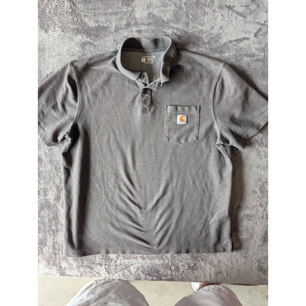Carhartt Mens Loose Fit Short Sleeve Pocket Polo Shirt Gray XL K570 CRH